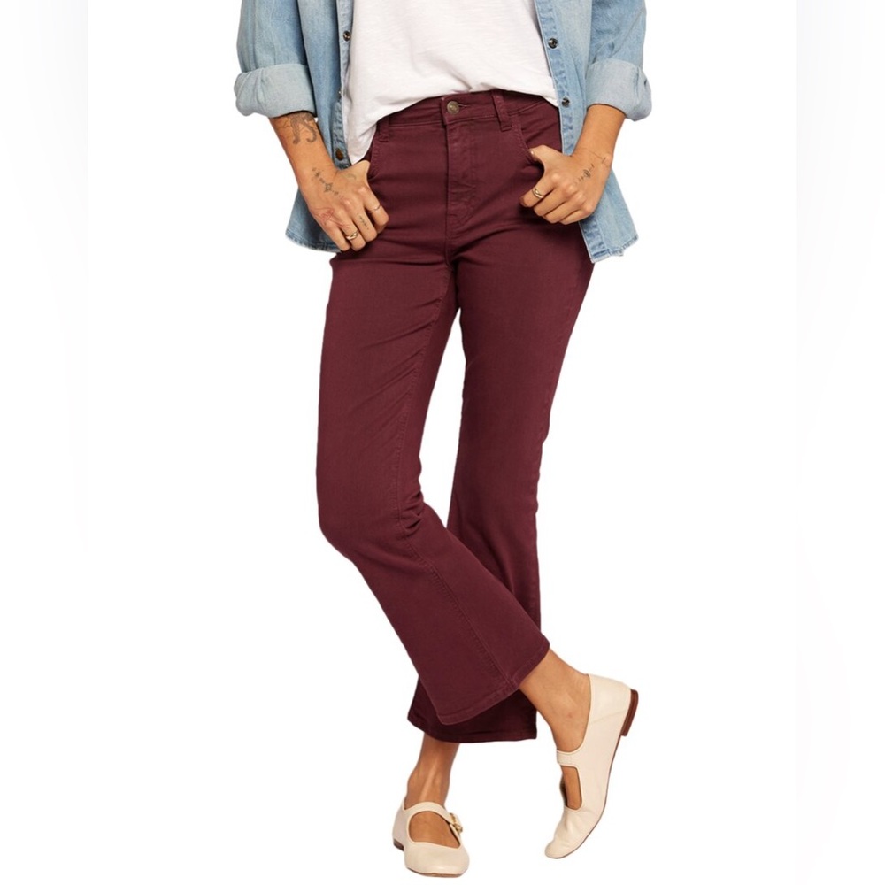 Current/Elliott Women’s Burgundy Raw Hem Crop Bootcut Jeans Size 26 NWT
